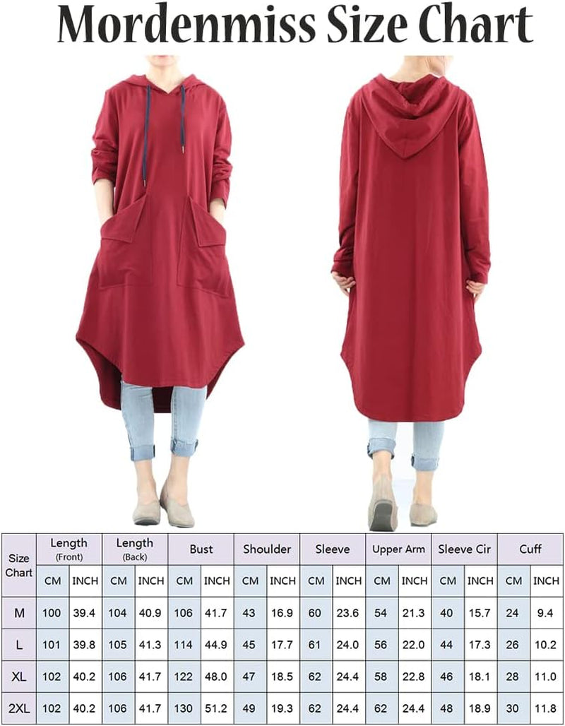 Women'S Sweatshirt Tunic Dresses Long Sleeve Casual Oversized Long Hoodie Pullovers(Style 6 Black 2XL)