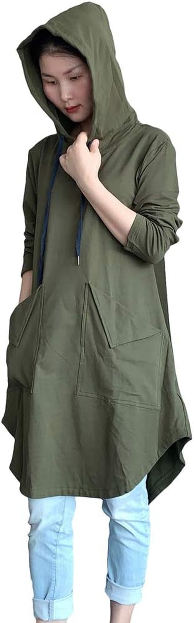 Women'S Sweatshirt Tunic Dresses Long Sleeve Casual Oversized Long Hoodie Pullovers(Black,L)