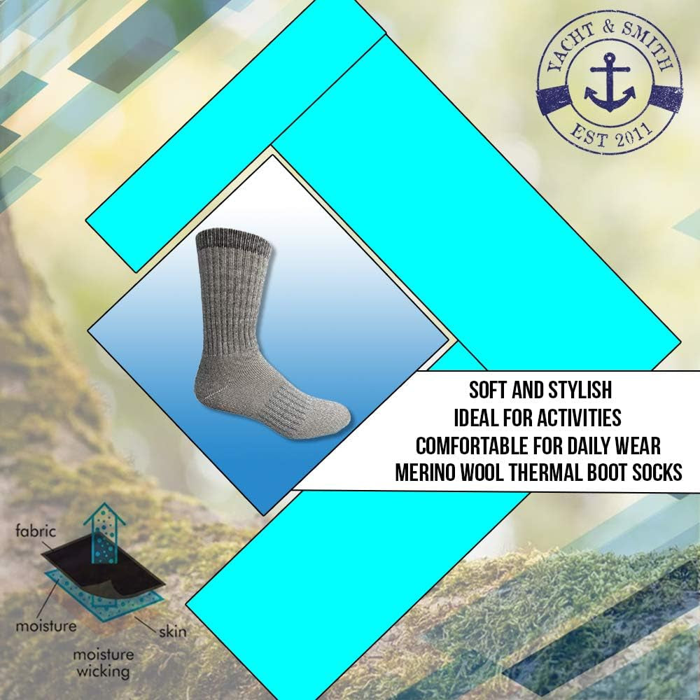 Merino Wool Thermal Boot Socks for Hiking, Trail, Hunting, Winter