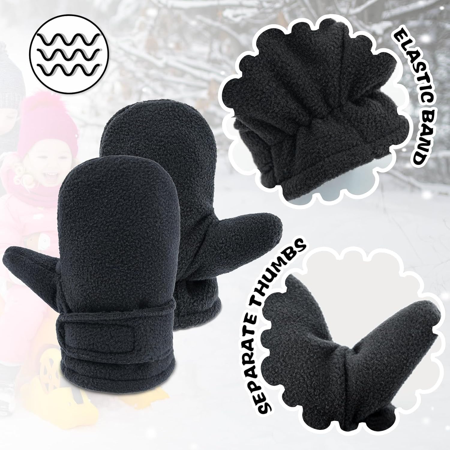 Baby Toddler Winter Mittens Girls Warm Fleece Lined Gloves Kids Sherpa Lined Mittens for Boys