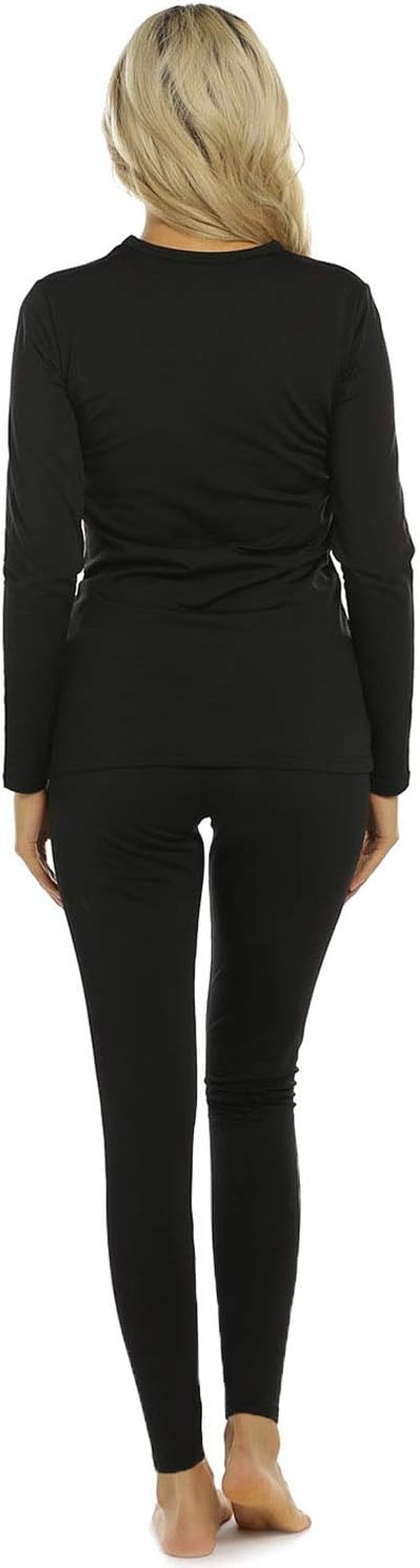 Thermal Underwear for Women Fleece Lined Long Johns Base Layer Thermals Top and Bottom Set Cold Weather